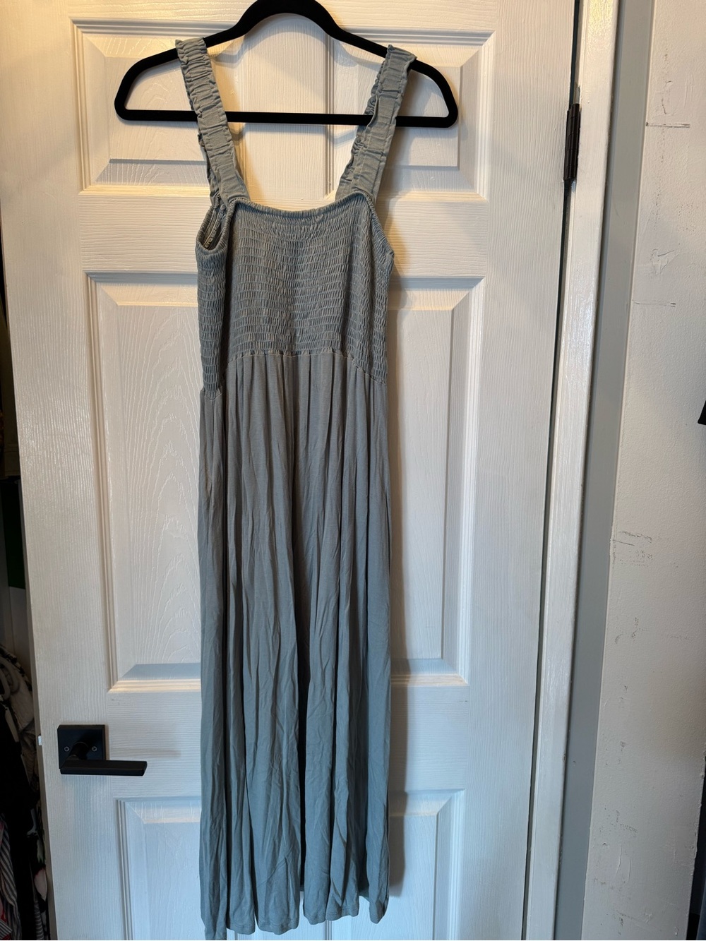 Smocked Maxi Dress in Light Gray